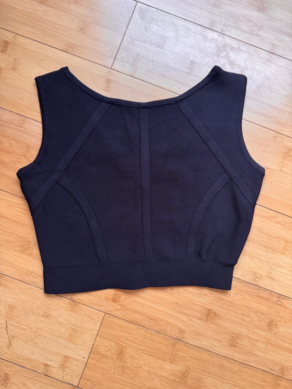 BCBG Black Bandage Cropped Body-contouring Stretch Top